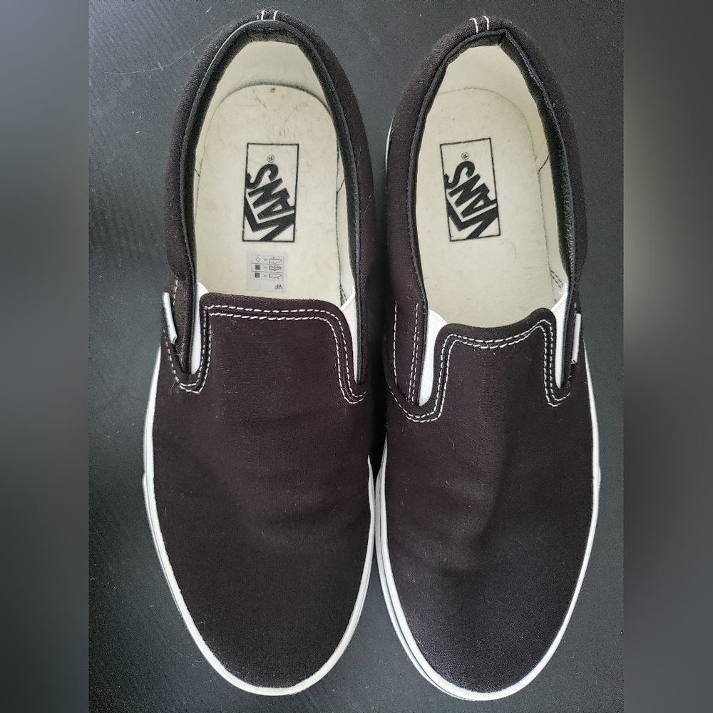 Vans black slip on shoes. US men size 10.